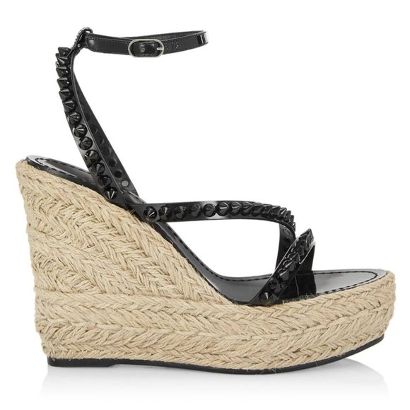 Christian Louboutin Black Studded Platform Sandals - Picture 1 of 16